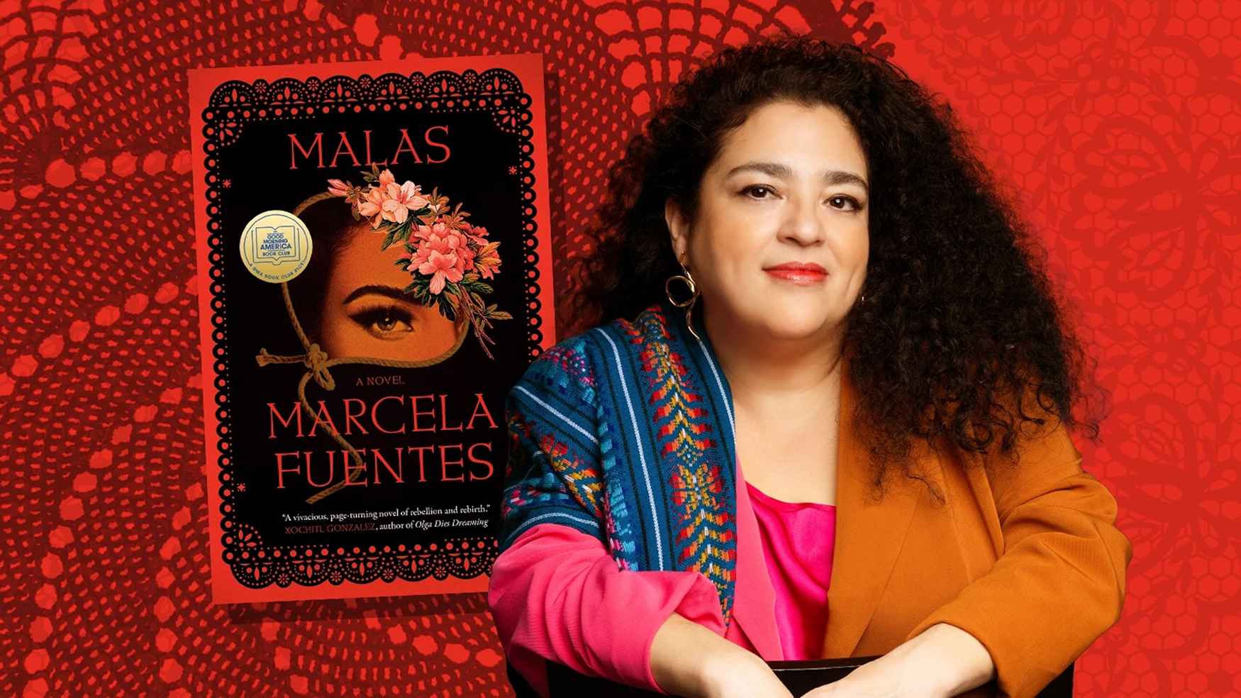 Marcela Fuentes with her new novel, Malas.