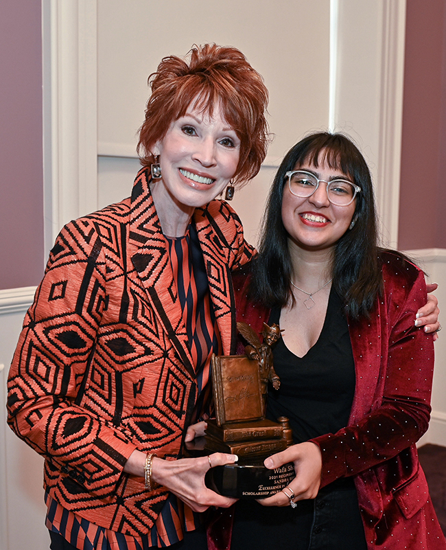 Sandra Brown with Wafa Shaikh, 2021 scholarship winner