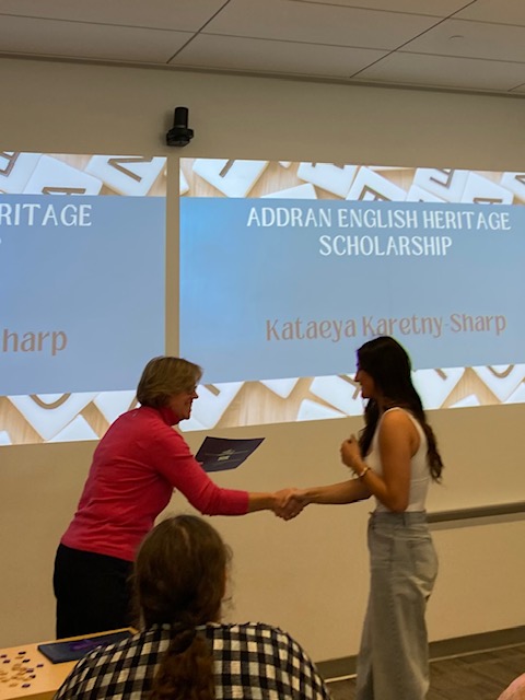 Kataeya Sharp receiving the english heritage scholarship