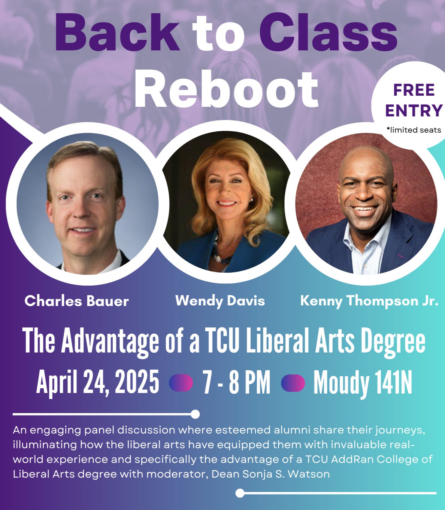 Charles Bauer, Wendy Davis, Kenny Thompson Jr. Presenters for AddRan Back to Class Reboot April 24, 2025