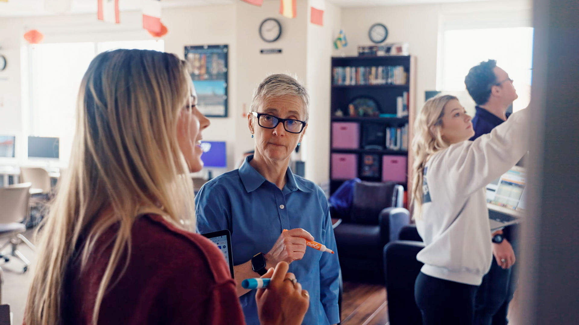 Muriel Cormican, Ph.D., professor of German and chair of the modern language studies department, instructs students in the Center for Languages and Cultures in Scharbauer Hall. Credit TCU Marketing & Communication (2022)