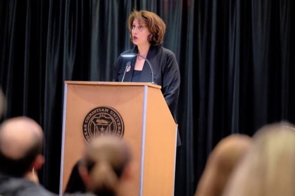 NPR national political correspondent Mara Liasson address the 2022 Robert D. Alexander Lecture in the Brown-Lupton University Union Ballroom on TCU's campus