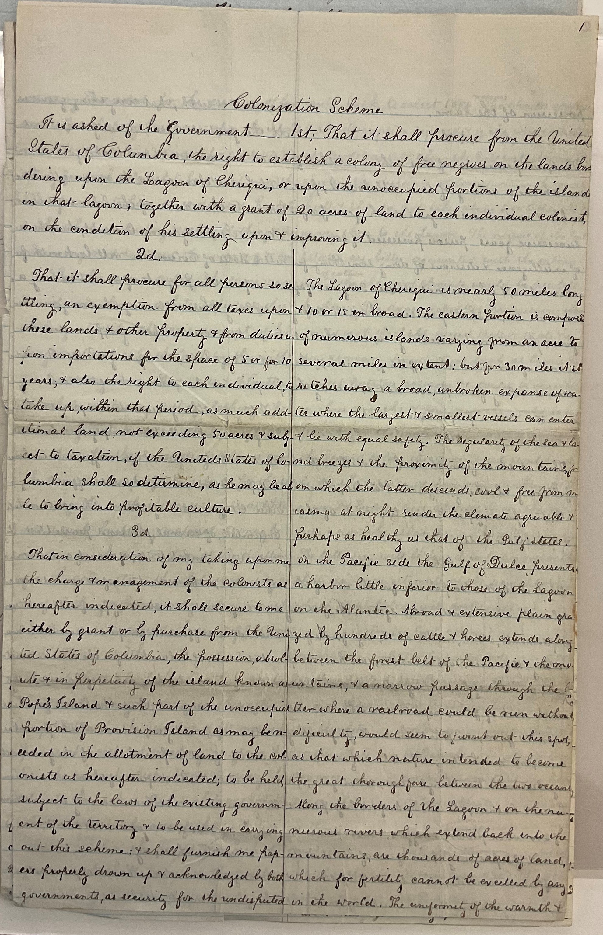 Report of the purpose and estimated expenses of the Chiriqui Colonization plan during Lincoln's first term as President. It was an attempt to colonize African Americans in Central America. | Credit Samuel Davis, Ph.D.