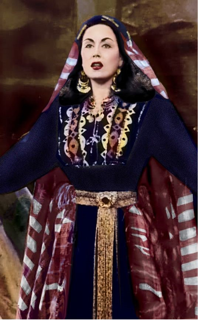 Layla Murad in Palestinian dress while performing Operetta Palestine in Shadiyat al-Wadi, released in 1947. The first Arab-Israeli war would begin in 1948. 