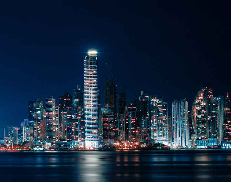 Panama City Skyline at Night | Credit Yender Fonseca