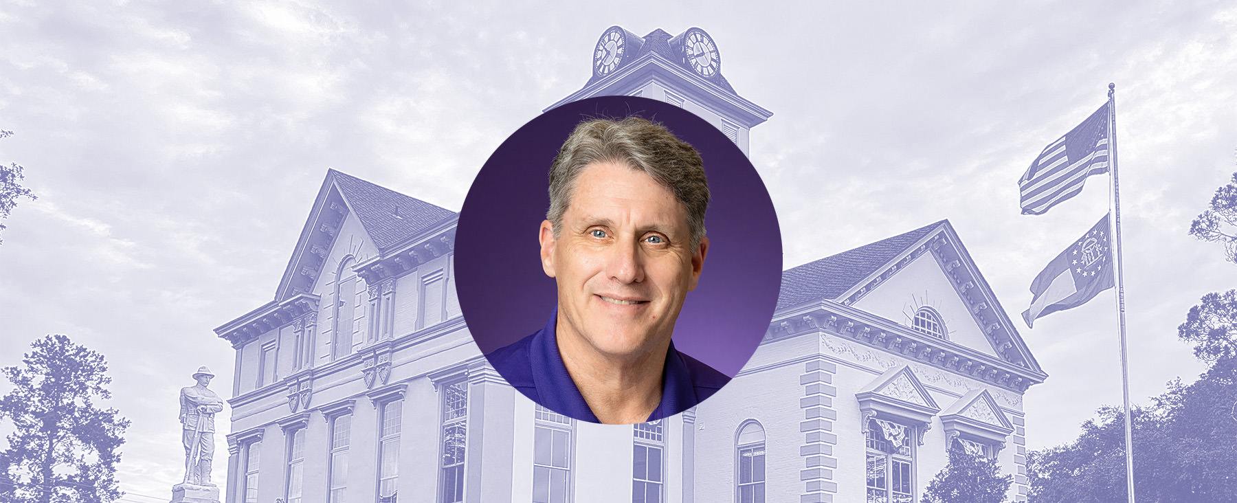 Keith Gaddie, with a Georgia courthouse in the background