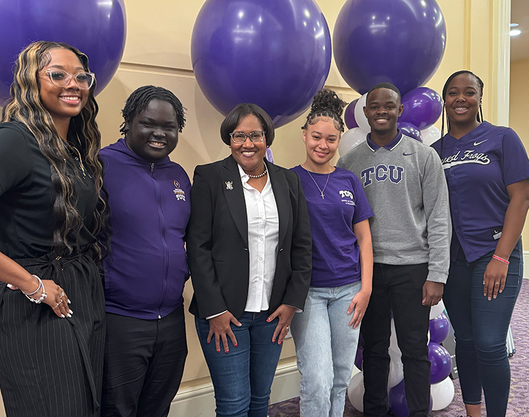 Students and Sonja Watson at the leadership summit.