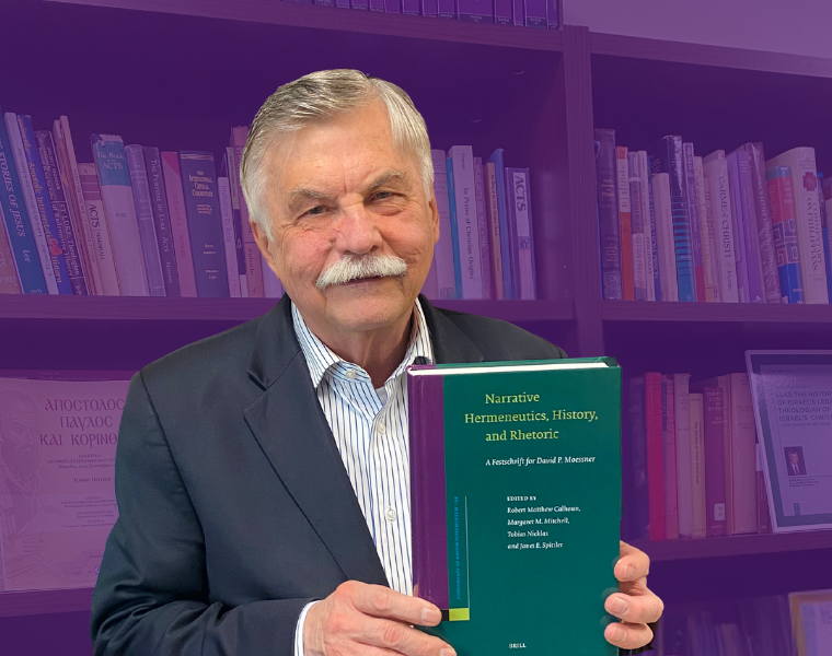 Professor David Moessner holds his Festschrift for a picture.