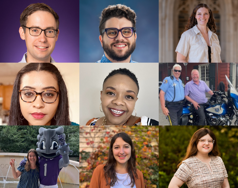 Picture collage of nine new AddRan faculty members.