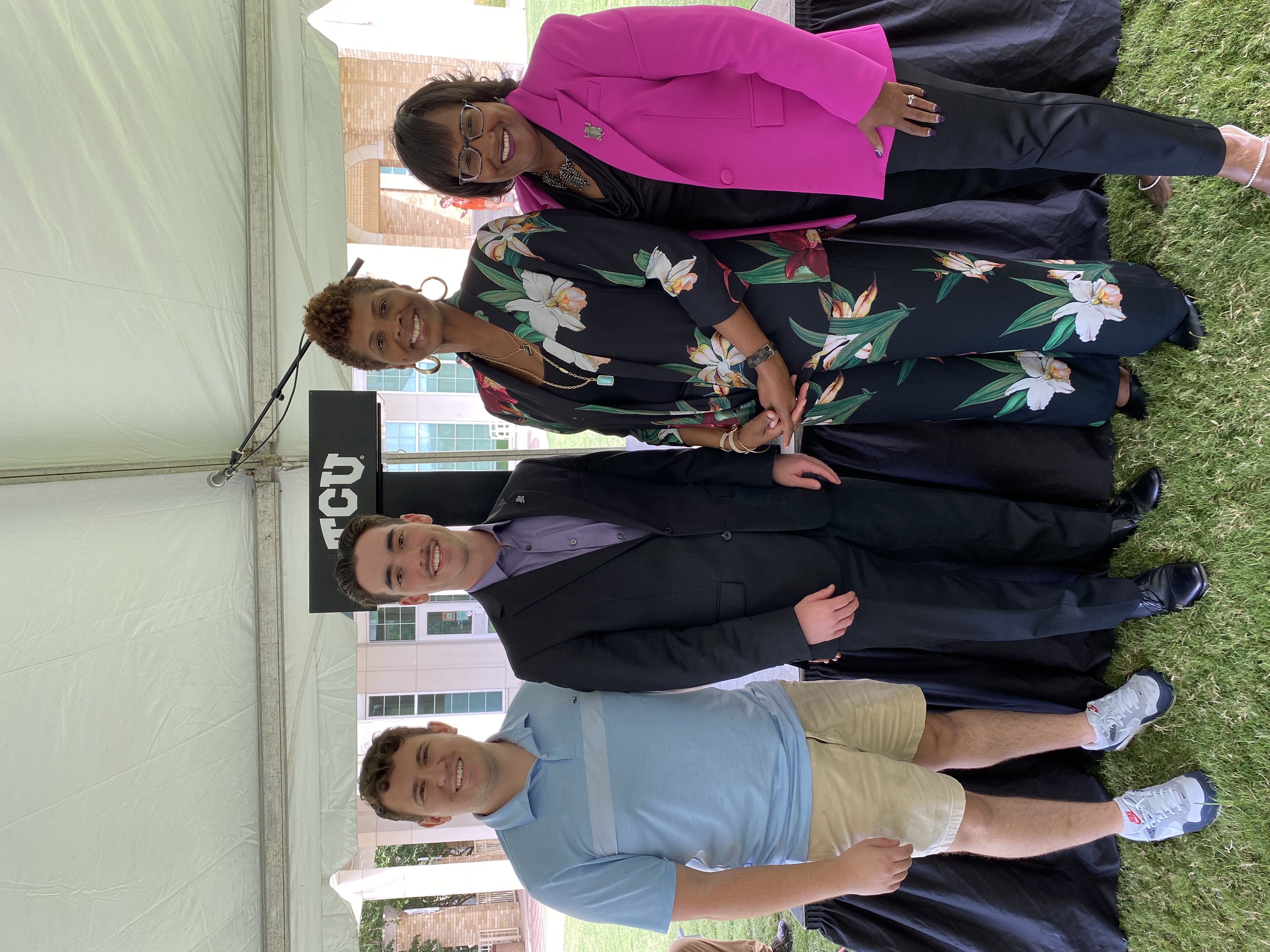 Left to right: SBVP Dominic Mendlik, SBP Joe Winnick, Dana A. Williams, Ph.D., and Dean Sonja Watson, Ph.D.