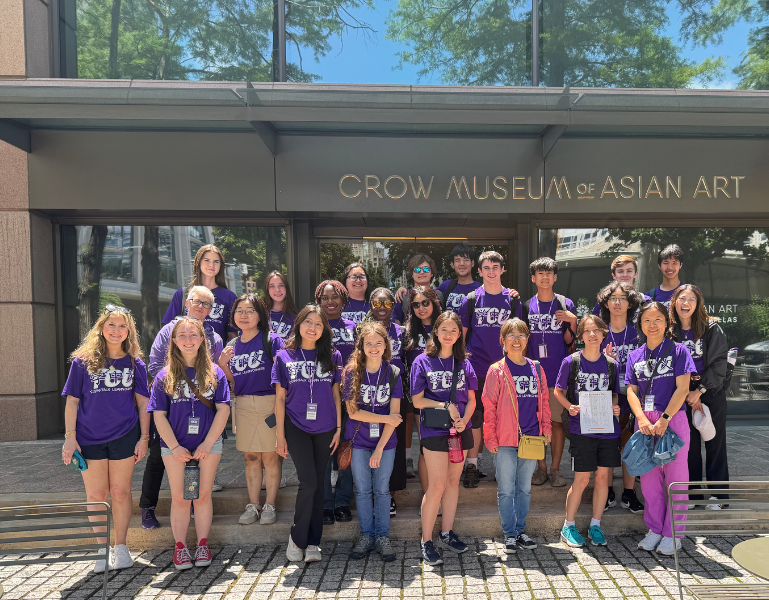 STARTALK students taking a group picture outside of the Crow Museum of Asian Art.