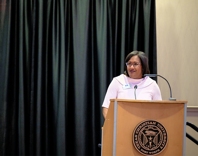 AddRan Dean Sonja Watson, Ph.D. delivers opening remarks at the 2022 Robert D. Alexander Lecture